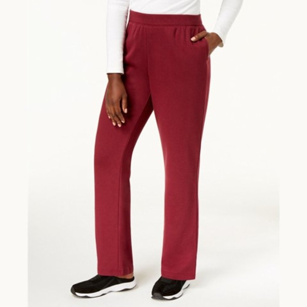 Karen Scott Women Red Fleece Pull On Sweatpants Small Petite NEW